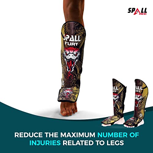 MMA Shin Instep Pad Kick Thai Pad Kick Boxing Guard Protector Leg Foot Guard(Gold Black, Small/Medium)