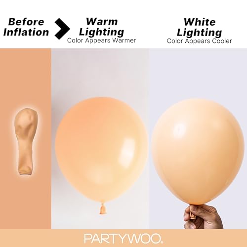 PartyWoo 누드 풍선 140피스 다양한 사이즈 45.7cm(18인치), 30.5cm(12인치), 25.4cm(10인치), 12.7cm(5인치), 살구, 보헤미안 가을 뉴트럴 풍선 아치 키트, 가랜드, 졸업 생일 소년 베이비 샤워 테마 파티 장식, 브라운-F05 - color: Apricot-f05