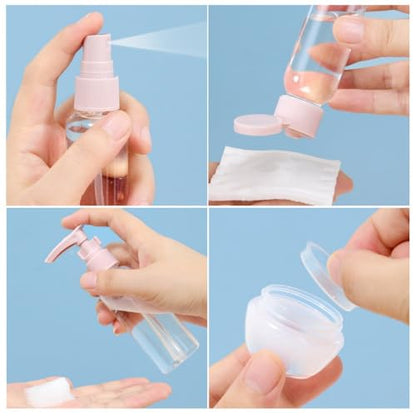 Premium Travel Container Set | Portable Press Bottles for Cosmetics, Shampoo, Lotion & Cream, Vacuum-Sealed Refillable Bottles 3-1 - color: Nordic Style 11-Piece Set