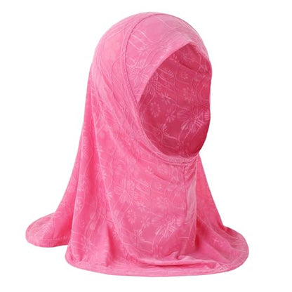 GREUS 2Pcs Kids Hijab for 2-6Y Girls Muslim Headscarf One Piece Hijabs Khimar Islam Arab Scarf Turban Bandana Hat Head Wrap - color: Set B (White + Pink)