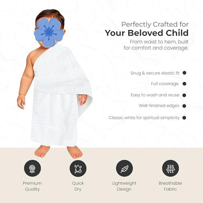 Kids Premium Ihram Luxury Set for Umrah – Soft Microfiber Children Ihram Towel Set with Anti-Lost Hand Belt and 8.5 Inch LCD Drawing Pad for Pilgrims, Hajj Mubarak Travel Essentials Umrah Gift Set - color: Kids Ihram Set_acc