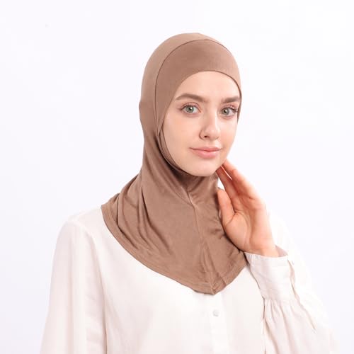 Modal Jersey Muslim Amira Instant Hijab Scarf for Women Jersey Hijab Undercaps - color: Camel