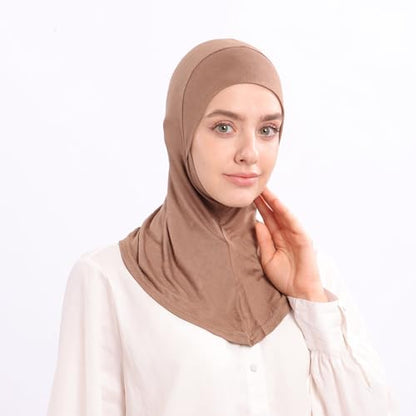 Modal Jersey Muslim Amira Instant Hijab Scarf for Women Jersey Hijab Undercaps - color: Camel
