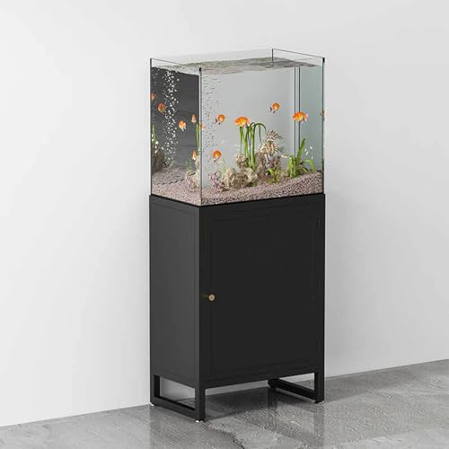 Home Office Fish Tank Stand, Professional Metal Aquarium Stand Storage Shelf Heavy Duty Breeder Turtle Terrarium Stand Rack, Reptile Tank Stand with Lockers，Fish Tank Cabinet - color: Black, size: 40*40*70cm