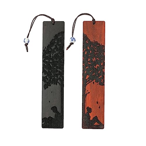 Couple Bookmarks for Men Women, Unique Wood Bookmark, Couple Gift for Men Women Boyfriend Girlfriend, Anniversary Gift (Reading Under The Tree) - style: Reading Under the Tree