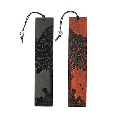 Couple Bookmarks for Men Women, Unique Wood Bookmark, Couple Gift for Men Women Boyfriend Girlfriend, Anniversary Gift (Reading Under The Tree) - style: Reading Under the Tree