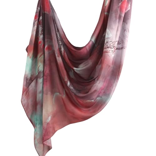 ZGMYC Watercolour Floral Printed Hijab Scarf for Women Soft Modal Cotton Instant Hijab Head Wraps Shawls Long Scarves - color: Color 15