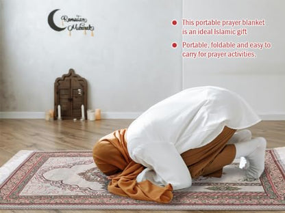 Anlising Prayer Mat Islamic With Elegant Design Bags - Muslim Rug for Ramadan - Great Gift for Family, Lover and Friends