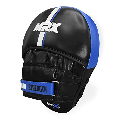 MRX Gel Tech Boxing Hook & Jab Pads MMA Focus Punching Mitts Training Thai Kick Strike Shield Curved Black/White - color: Black/Blue