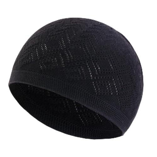 3PCS Men Islamic Prayer Cap Muslim Breathable Skull Cap, Kufi Hats Muslim Prayer Islamic Cap & Handicraft Taqiyah - color: 3pcs Black