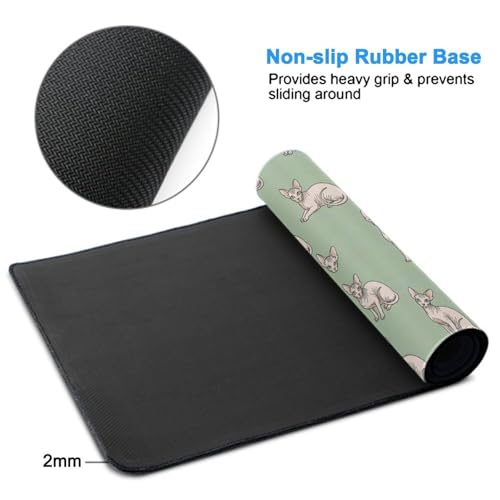 Large Computer Keyboard Mat Sphynx Cats Hairless Naked Cat, Non Slip Gaming Mousepad Office Desk Protection - color: Pattern (160), size: 29.5L x 15.8W inches
