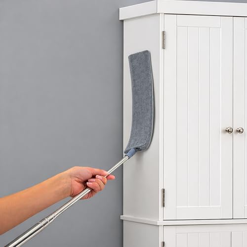 Retractable Gap Dust Cleaner with Extension Pole, Cleaning Tools with 3 Microfiber Dusting Cloths, Extendable Long Handle Duster for Cleaning Under Refrigerator Furniture Appliance | Cleaning Tools with 3 Microfiber Dusting Cloths | Long Handle Duster 30-