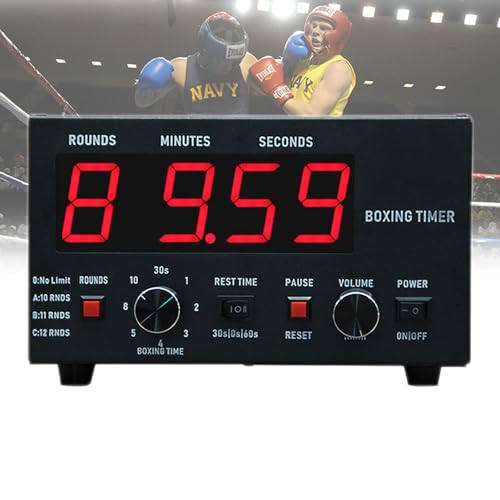 Big Screen Boxing Interval Timer, Classic Professional Gym Timer, Adjustable Sound/Training Time/Cycle Repetitions, Muay Thai Training Timer for Boxing, Muay Thai, Fighting, Taekwondo, Karate - color: Red