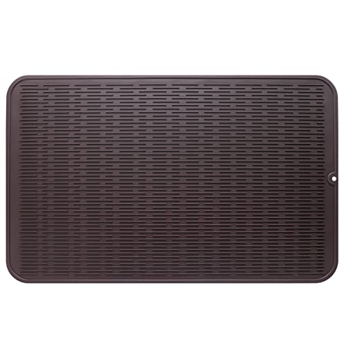 MicoYang Silicone Dish Drying Mat for Multiple Usage,Easy clean,Eco-friendly,Heat-resistant Silicone Mat for Kitchen Counter or Sink,Refrigerator or Drawer Liner Coffee 3XL 28 inches x 18 inches - color: Coffee, size: 28"L x 18"W