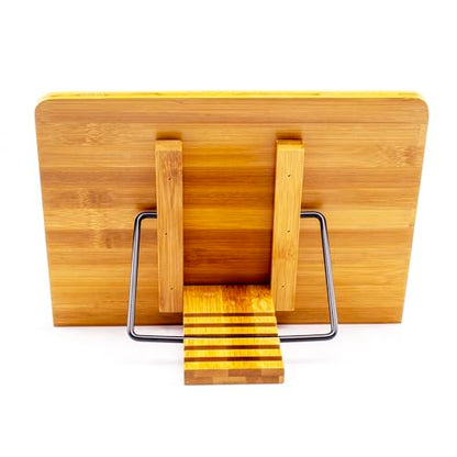 (15.4 x 11 Inch) Large Book Stand for Reading Hands Free,Recipe Cookbook Holder for Kitchen Counter,Textbook Stands for Heavy Thick Books,Bamboo Holders for Bible,Tablet,Law School,Drawing