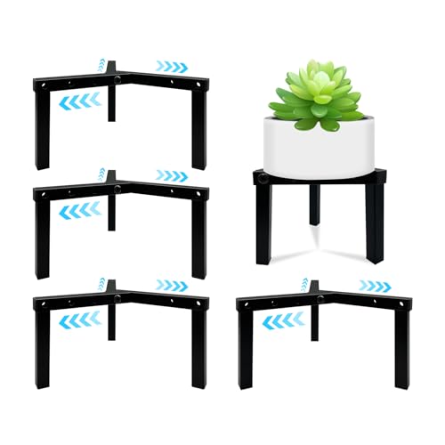 4 Pcs Three Legs Adjustable Metal Plant Stand for 5"-10" Plant Pot – Indoor & Outdoor (Black, 4 Pack) - color: Mini 4Pcs 3Legs Black 5-10", style: 3 - Mini