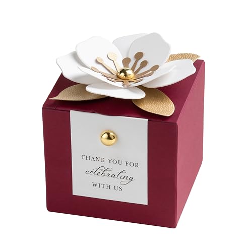 FEIYI 20 PCS 2.55” Party Favor Boxes，Burgundy Wedding Candy Gift Boxes - color: Burgundy