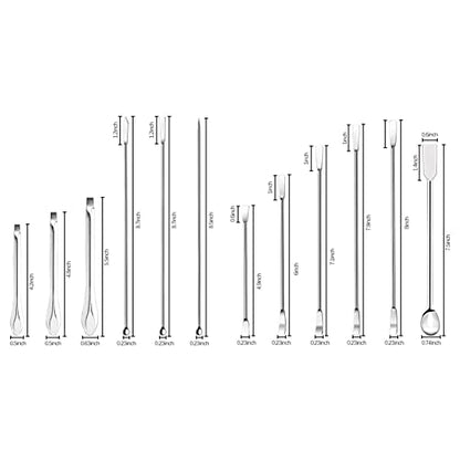 Diydeg 12Pcs Stainless Steel Lab Spatula, Micro Scoop Set, Lab Spoons Spatula Tool for Gel Capsules Empty Quickly Fill Tray with Powder Tamper Tools, Mixing Spatula