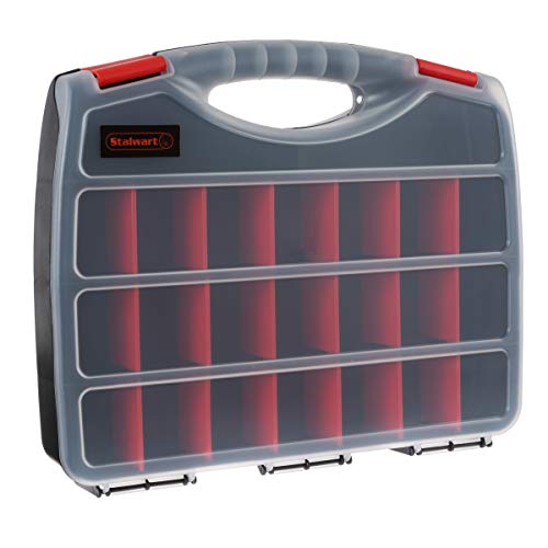 Hardware Organizer Box with Dividers - 23 Compartment Small Parts Organizer Portable Tool Box with Secure Latches - Plastic Screw Storage for Nuts, Beads, Jewelry or Tackle by Stalwart - size: 23 Bin