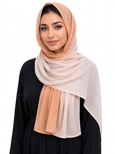 Gradient Dual Color Scarf，Elegant Ombre Headwraps Hijab, Modal Cotton Feel Lightweight Sunscreen Shawls for Women - color: 4#yellowbeige