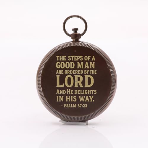 Man of God Compass – Psalm 18:32 Scripture Engraved – Solid Brass Pocket Compass with Rosewood Box – Christian Gift for Men, Son, Husband, Graduation, Travel Keepsake