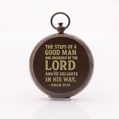 Man of God Compass – Psalm 18:32 Scripture Engraved – Solid Brass Pocket Compass with Rosewood Box – Christian Gift for Men, Son, Husband, Graduation, Travel Keepsake