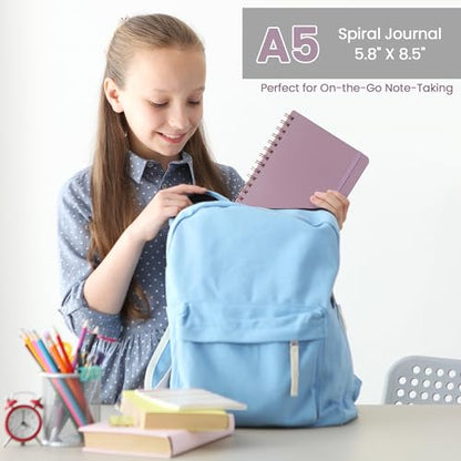 CICPAP Lined Spiral Journal Notebook, A5 College Ruled Notebook for Journaling, Note-Taking, and Daily Planning, Durable Hardcover with an Elegant Design, Purple - color: Bloom