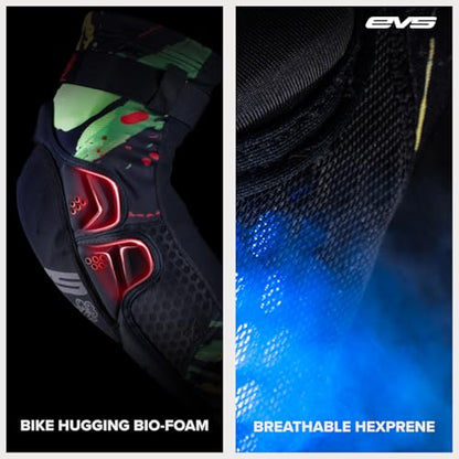 EVS SLAYCO96 AXELL Hodges, Moto Knee/Shin Guard, Reactive Memory Foam | CE Level 3 knee protection with RMF impact foam, breathable Hexprene compression fit, floating sleeve, bio-foam shin coverage - color: Explosion, size: XX-Large