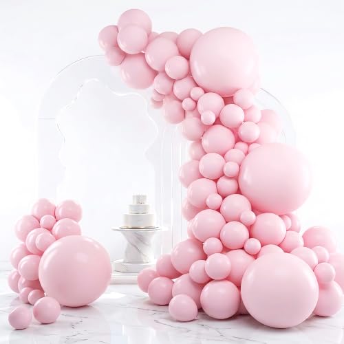 RUBFAC Pink Balloons Pastel Pink Balloon Arch Kit Different Sizes 129pcs - color: Baby Pink