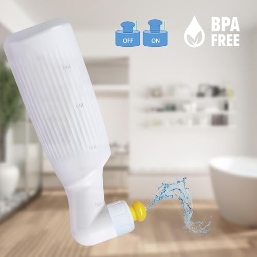 2-Pack Travel Bidet, 400ml/14.1oz Portable Handheld Bottle, White, with Lockable Nozzle and Flip-Top Cap