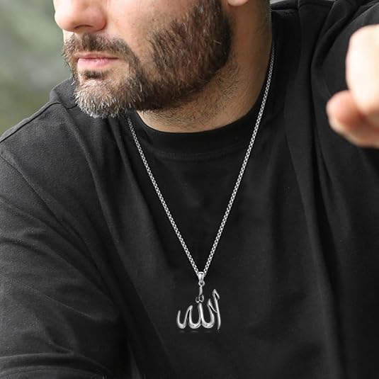 Allah Necklace 925 Sterling Silver Muslim Allah Pendant Islamic Jewelry for Men Women