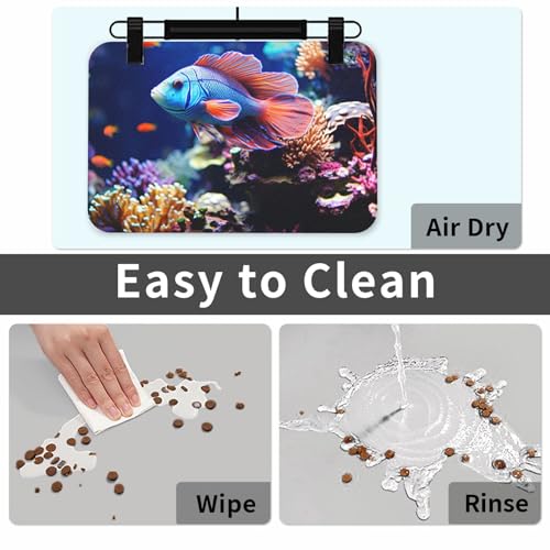 Dog Food Mat Leather Pet Feeding Mat Anti-Slip Dog Bowl Mats Coral Reef Fish Aquarium Pet Placemat Absorbent Cat Bowl Pad Protect Floor Dogs Pad for Food and Water - size: 40x60cm