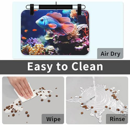Dog Food Mat Leather Pet Feeding Mat Anti-Slip Dog Bowl Mats Coral Reef Fish Aquarium Pet Placemat Absorbent Cat Bowl Pad Protect Floor Dogs Pad for Food and Water - size: 40x60cm