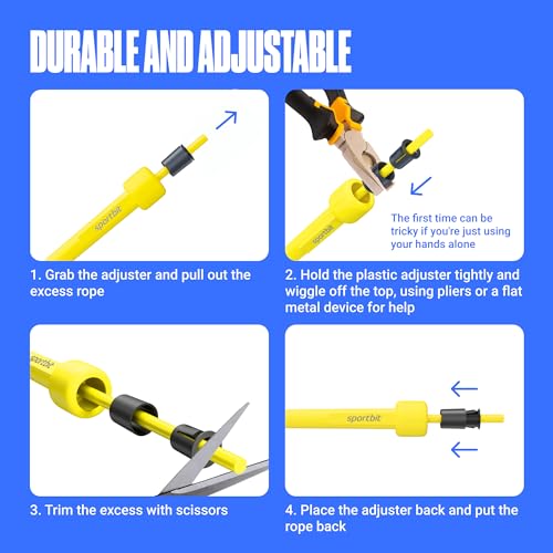 SPORTBIT Adjustable Jump Rope for Fitness and Exercise | Fitness and Exercise, Cardio, Boxing, and Weight Loss, Speed Rope, Men & Women - color: Yellow