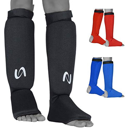 UFG Ultimate - Cloth Shin Instep Guard - Karate MMA Boxing Muay Thai Training Protection - color: Black, size: Small-Medium