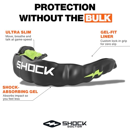 Shock Doctor MicroGel Sports Mouth Guard, Football, Basketball, Boxing, Lacrosse Mouthguard - color: Shock Green