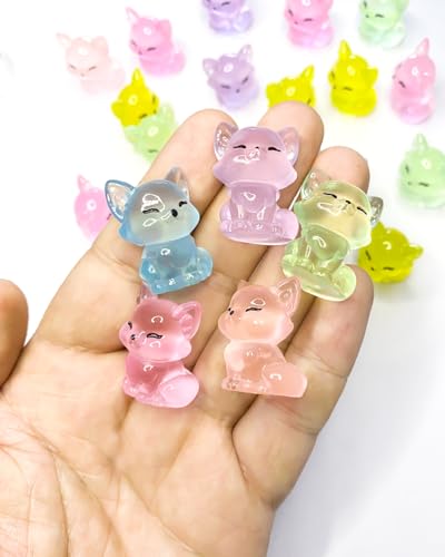 30PCS Mini Fox Decor for Dollhouse Resin Animal Tiny for Crafts Micro Miniature Foxs for Fairy Garden Dollhouse Micro Landscaping Decoration (Fox 2) - style: FOX 2