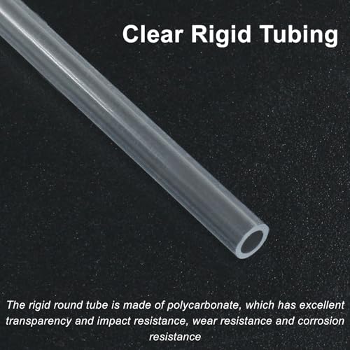 Piutouyar 6 Pcs Round Clear Rigid Tubing, 0.16" ID x 0.24" OD x 12" Length | 4 mm ID, 6 mm OD, 305 mm Length, Rigid Tubing Plastic Polycarbonate Tube Pipe - size: 4mmx6mm