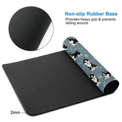 Office Home Gaming Mouse Pad Husky Puppies Snowflakes Dogs Snowflake, Large Size Waterproof Desktop Keyboard Cushion Mat - color: Pattern (157), size: 29.5L x 15.8W inches