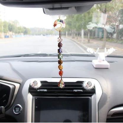 2 Pieces of 7 Chakras Healing Crystals and Tree of Life Wall Hanger Tumbled Gemstones Meditation Hanging Ornament Christmas Tree Memorial Hanging Pendant (Style 1) - color: A-style 19