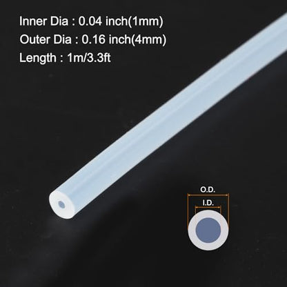 1m(3.3ft) 1mm(0.04") ID x 4mm(0.16") OD Silicone Tubing Clear Industrial Plastic Tubing Pure Silicone Hoses for Pump Siphoning Draining Irrigation Brewing - color: Clear, size: 0.04" x 0.16"