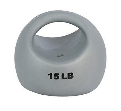 CanDo 10-3297 원 핸들 메디신 볼, 6.8kg(15파운드), 실버 - size: 15 lbs