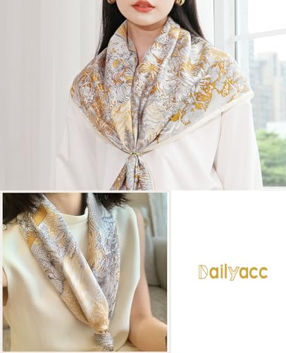 Dailyacc Hair Bandanas Scarf For Women Lightweight Fashion Neck Silk Satin Head Scarves For Sleeping Handbags Scarf - color: 13-golden Forest/27.5*27.5in