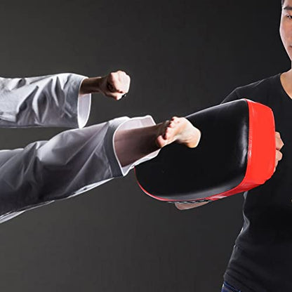 Muay Thai Pad for Training, Curved Kickboxing Kicking StrikeShield, KickShield, Coaching Kick Boxing, MMA, Martial Arts, Karate, Taekwondo, Punching, Foot, Knee and Elbow Target (Black Red)