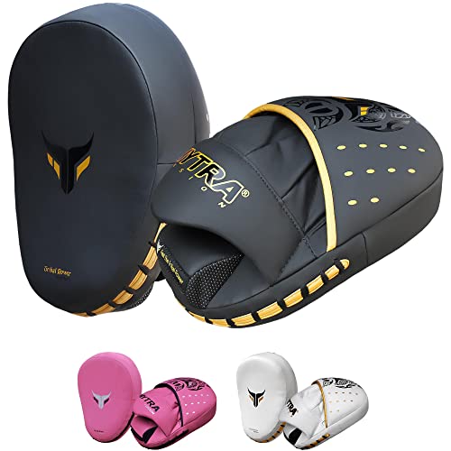 Mytra Fusion Boxing Pads - Focus Mitts MMA Muay Thai Boxing Mitts for Kickboxing Training and Martial Arts - color: Black