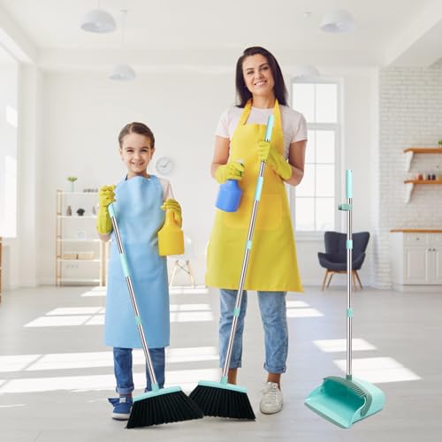 Broom and Dustpan Combo Set,55" Long Handle,Green | Heavy Dust,Dustpans with Broom Combo,House Accessories for Home, Kitchen,Office,Classroom,Apartment,Pet Hair - color: Green