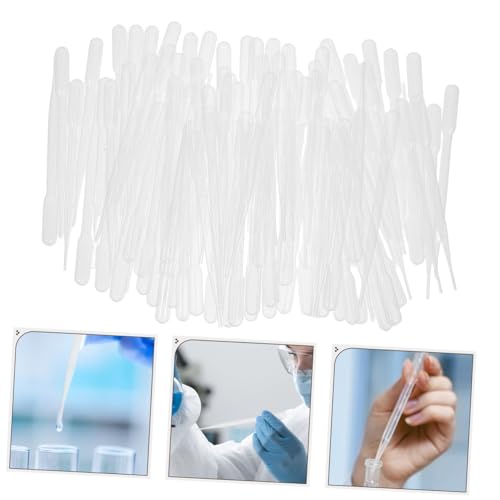 Homoyoyo 100pcs Disposable Dropper Pipettes Precise Plastic Pipettes for Science Essential Oils Aquariums