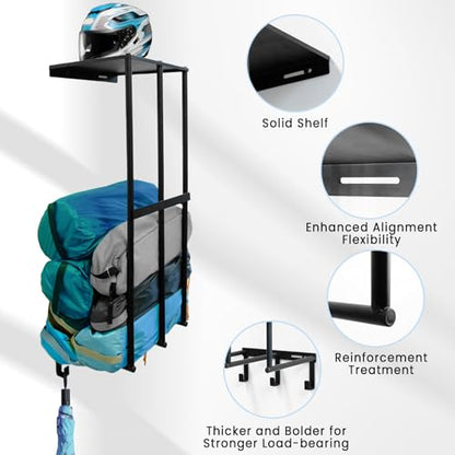 Camping Chairs Storage for Garage - Metal Camping Chair Wall Holder for Garage Organization, Camping Chair Storage Racks with 3 Hooks, Beach Chair Umbrella Wall Storage Rack - size: 17IN