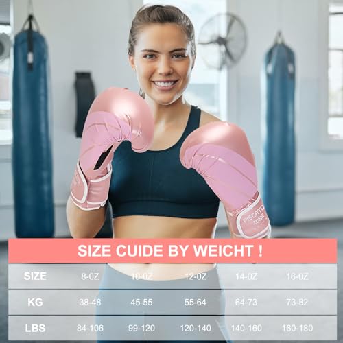 Pro Style Boxing Gloves Punching Bag Gloves for Women, PU Leather Gloves for Training Muay Thai, Sparring, Fighting Kickboxing,Heavy Punching Bag Gloves for Ladies (8oz)