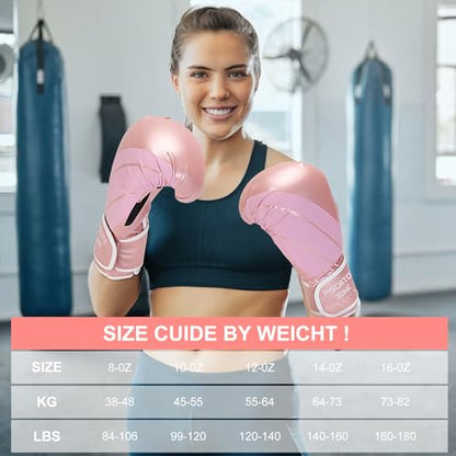 Pro Style Boxing Gloves Punching Bag Gloves for Women, PU Leather Gloves for Training Muay Thai, Sparring, Fighting Kickboxing,Heavy Punching Bag Gloves for Ladies (8oz)